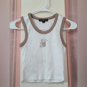 Women’s Cowboy Shoe Cropped Tank Top Size Medium